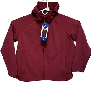 Kirkland Womens Large Red Jacket Windbreaker Water Repellent Hooded Rain Coat - Picture 1 of 13