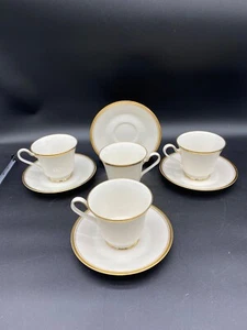 Set of 4 Noritake Ivory China Viceroy 7222 Gold Rim Cup & Saucer Set - Picture 1 of 16