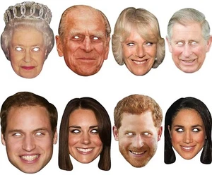 Royal Family Party Face Masks Fancy Dress / Street Party - 8 Pack Job Lot - Picture 1 of 1