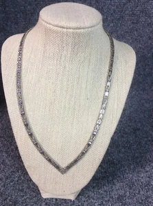 Beautiful Sterling Silver 925 Italy Woven V Shape Collar necklace - Picture 1 of 5
