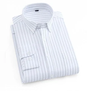 Mens Dress Shirts Long Sleeves Formal Business Oxford Cotton Pocket Casual Shirt - Picture 1 of 17