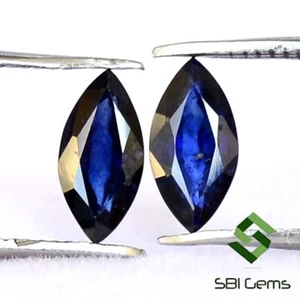 1.43 Cts Naturale Zaffiro Blu Taglio Marchesa Paio 8x4 MM Calibrata Loose Gemme - Picture 1 of 6