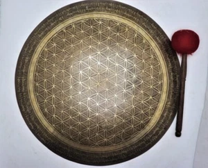 🌟 Flower of Life Tibetan Gong in Various Sizes- Sound Healing, Meditation 🌟 - Picture 1 of 3