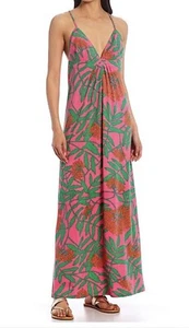 NWT Julie Brown Olivia Pink Poppy Spaghetti Straps Maxi Dress Medium $230 - Picture 1 of 7