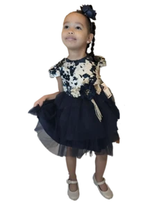 Girls' Navy & Gold Sequin Dress, Size 4-5 Years - Picture 1 of 1