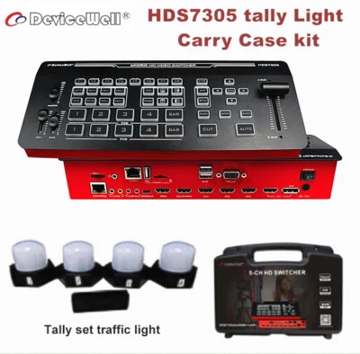 DeviceWell HDS7305 HD 5-Channel Video Switcher HDMI DP Tally Light Carry Case - Image 1 of 4