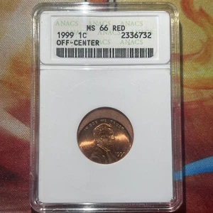 1999 1C ANACS MS 66 RED Lincoln Memorial Penny - Picture 1 of 3