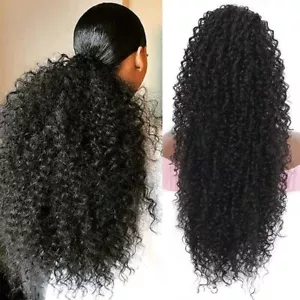 Lange Afro Lockige Pferdeschwanz Kordelzug Yaki Haar Extensions Stück Dick Wie - Bild 1 von 16
