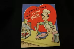Vintage Chef & Mush Valentinskarte ca. 1940er Jahre unsigniert - Bild 1 von 4