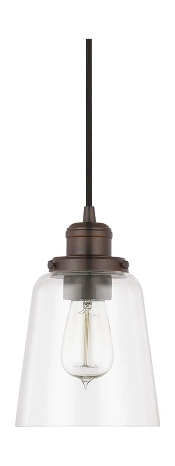 Capital Lighting 1 Light Mini Pendant With Glass Shade Burnished Bronze