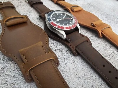 Cinturino per orologio da polso Invidia in pelle fatto a mano da uomo vintage militare 20 22 mm - Immagine 1 di 4