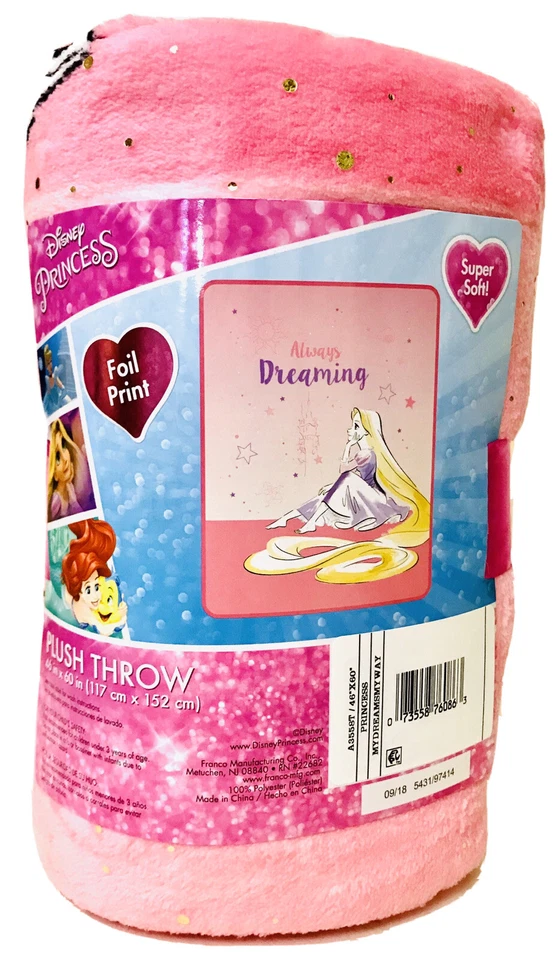 1 Franco Manufacturing Co Disney Princess Always Dreaming 46 in X 60 in Throw Foto 1 de 1