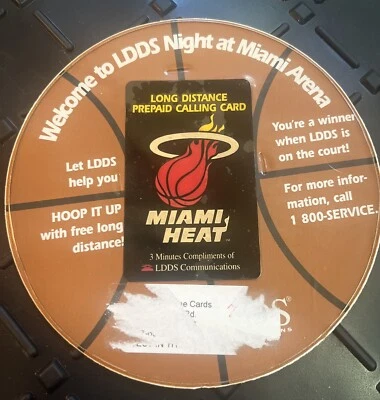 Vintage Miami Heat LDDS LONG DISTANCE 3 Minutes Phone Calling Card - Image 1 of 3
