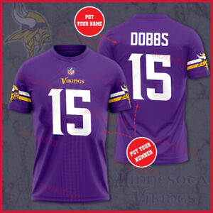 SALE 30% - Joshua Dobbs #15 Minnesota Vikings 2023 Name & Number AOP T Shirt