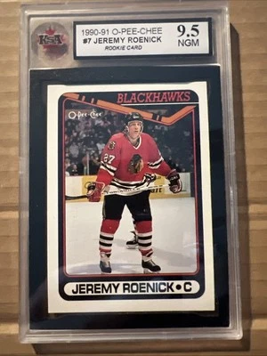 1990/91 O-PEE-CHEE NHL HOCKEY CARD #7 JEREMY ROENICK ROOKIE CARD GRADED KSA 9.5 - Image 1 of 4