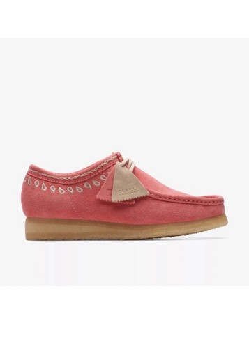 Clarks Originals Wallabee uomo rosa ricamo scamosciato taglia UK 10 G EU 44 5