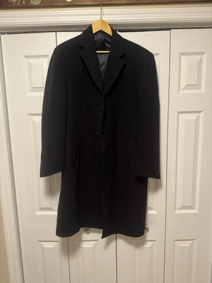 Jos. A. Abrigo largo negro 100 % lana Bank 38R forrado con botones para hombre Foto 1 de 4