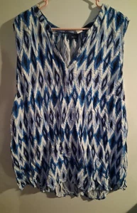 Basic Editions Multicolor Geometric Sleeveless Vneck Blouse Sz 3X - Picture 1 of 3