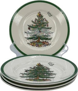 Spode Christmas Tree Salad Plate England VTG Set of 4 NWT - Picture 1 of 3