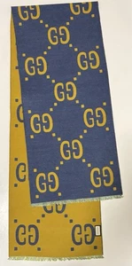 Gucci GG Jacquard Wool Silk Scarf, Blue&yellow 190x35cm Style: 495592.4G350 - Bild 1 von 6