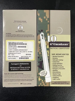 PACK DE 20 BARRAS DE LUZ CYALUME CHEMLIGHT NO TÓXICAS BARRAS DE BRILLO AMARILLO ALTA 30 MIN 6" Foto 1 de 2