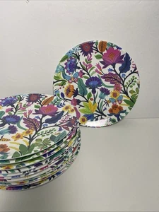 Summer Floral Butterfly Melamine Plates 8.5” Qty 12 DW Safe Multicolored - Picture 1 of 3