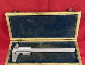 Vintage Helios 7" Slide Caliper Made In Germany w/ Wooden Case - Picture 1 of 14
