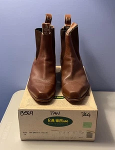 R.M. Williams hellbraune Santa Fe Willow Lederstiefel Größe 7,5 G (UA) Größe 8,5 (USA) - Bild 1 von 10