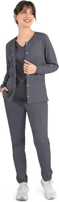 Maevn Matrix Women's Round Neck 7701-Medical Scrub Snap Jacket Sizes XS to 3XL - Image 1 of 4
