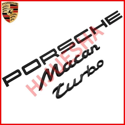 Tapa de cubierta con emblema trasero negro mate PORSCHE Macan Turbo letras Foto 1 de 4