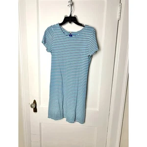 Merona Women's Blue Short Knit Nautical Striped Short Sleeve T-shirt Dress Small - Picture 1 of 7