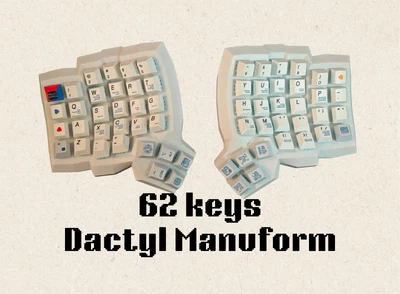 Dactyl Manuform Split Keyboard, Wired, DIY Kit, 62/64/74/86/92 keys, Ergonomic - Image 1 of 4