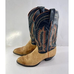 Tony Lama Style western leather cowgirl boots embroidered black flame women 8M - Picture 1 of 9