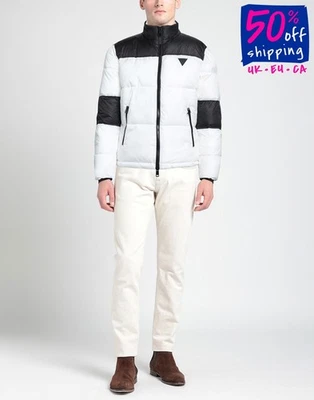RRP €200 GUESS Puffer Jacket Size XL White Colour Block High Neck  - Image 1 of 4
