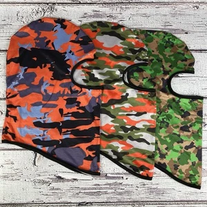 Shiesty Masks Set of 3 Bright Orange Green Camo One Size Ski Mask Balaclava New - Picture 1 of 9