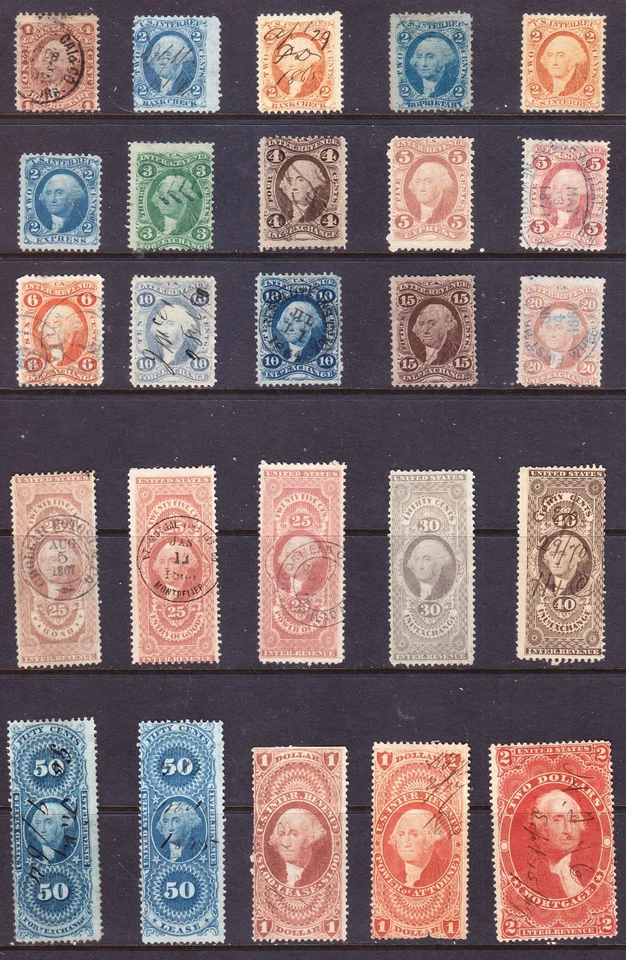 US collection: 25 old 1st issue revenue stamps U/F-VF - Image 1 of 1