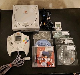 Sega Dreamcast HKT-3020 Console w/ Controller + VMU + 6 Games TESTED Free Ship