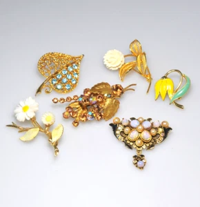 Lote de broches de colección hasta ahora esmalte de flores estrás azul amarillo margarita 1 artesanía LL33 - Imagen 1 de 15