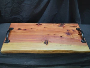 Beautiful Engraved Handmade Red Cedar Charcuterie Cheese Board with Epoxy Accent - Picture 1 of 6