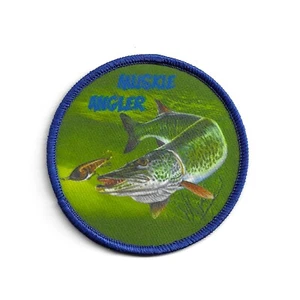 Muskie Fishing Patch Dye Sublimation Iron on Applique Handmade Edge Merrow New - Picture 1 of 4