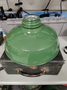  Wheeler RLM GREEN ENAMEL Porcelain LIGHT SHADE Gas Station BARN LAMP  - Picture 1 of 4