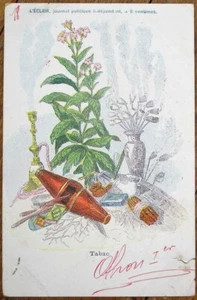 Grandville/Künstler-signierte Postkarte 1902: Tabakpflanze/Zigarren/Pfeife/Rauchen, Tabac - Bild 1 von 1