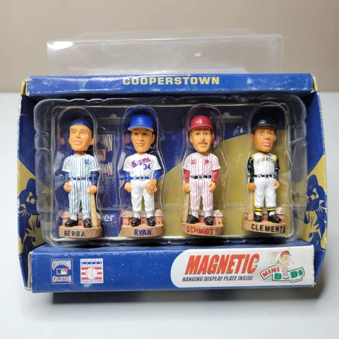 2002 FoCo Mini Bobbleheads Berra Schmidt Ryan Clemente Set of 4 RARE Cover