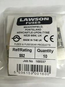 LAWSON Fuse SS2 2A BS88 240V Cartridge Fuse Link JPSF819 - Picture 1 of 4