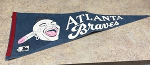 Vintage Atlanta Braves Laughing Noc-A-Homa Full Size Pennant MLB Baseball 30" - Picture 1 of 11