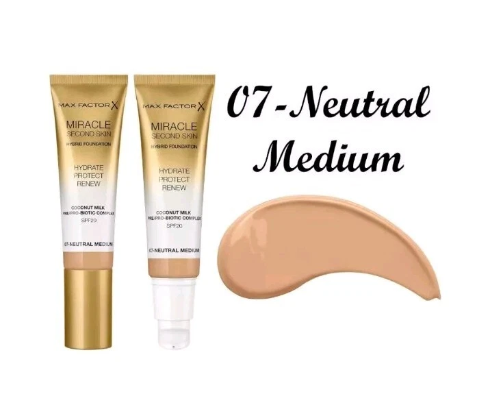 Max FactorX Miracle Second Skin Hybrid Foundation SPF20 Shade 07 Neutral Medium - Image 1 of 1