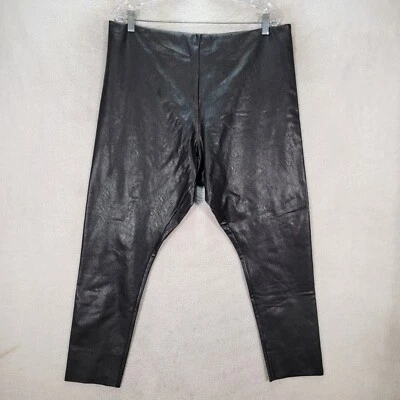 Pantalones de mujer negros de imitación de cuero ajustados festival gótico al tobillo talla grande 2XL Foto 1 de 4