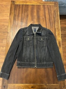 Chaqueta vaquera de camionero negra con cremallera completa Gap mediana para mujer - Imagen 1 de 11