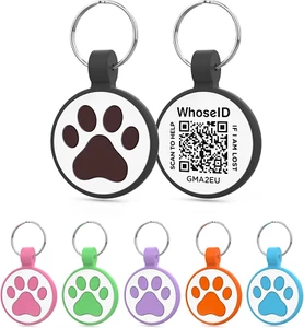 Personalized QR Code Dog Tag, Silicone, Medium-Large Breeds, 1.25", Black - Picture 1 of 8