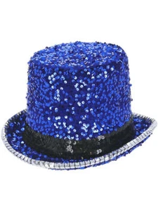 Fever Deluxe Felt & Sequin Top Hat, Blue - Picture 1 of 1